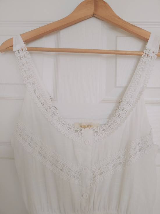 Dresses & Skirts - White Boho Lace-Trim Maxi Dress